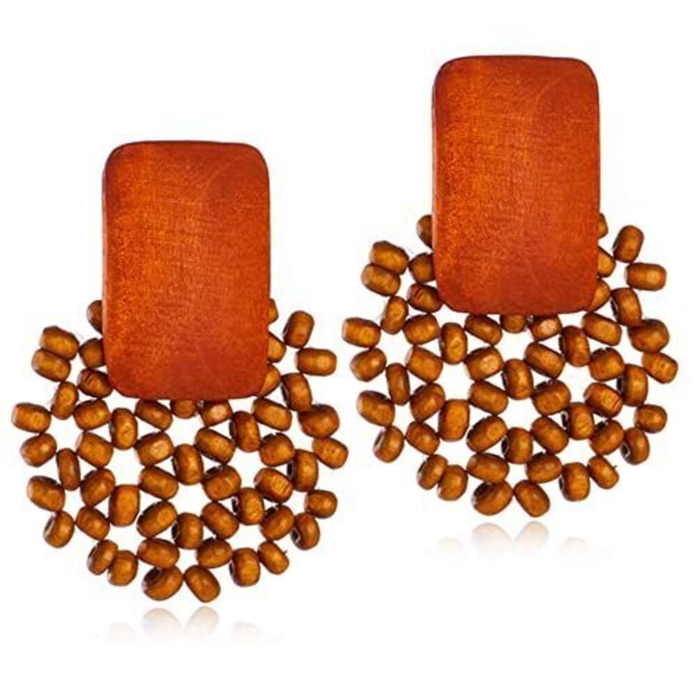 5793 Handmade Bohemian Lightweight Wooden Circle Round Dangle Drop Earrings